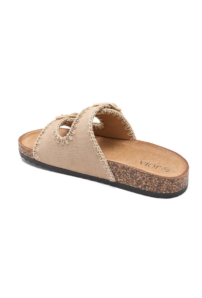 Wilhelmina | Beige Wedge Sandal