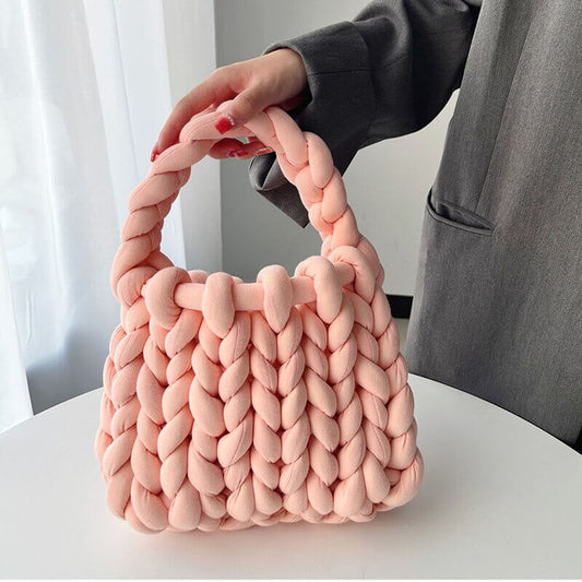 Camille | Dusty Pink Chunky Knit Bag