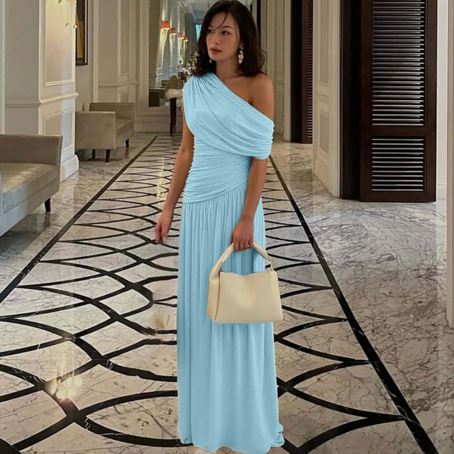 Talia | Elegant One Shoulder Evening Maxi Dress