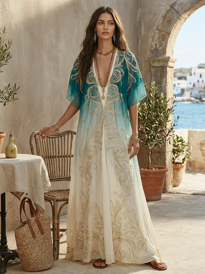 Piper | Aqua Ombre Kaftan Maxi Dress