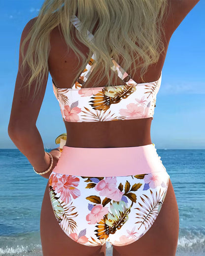 Jolina | Floral Contrast Split Bikini