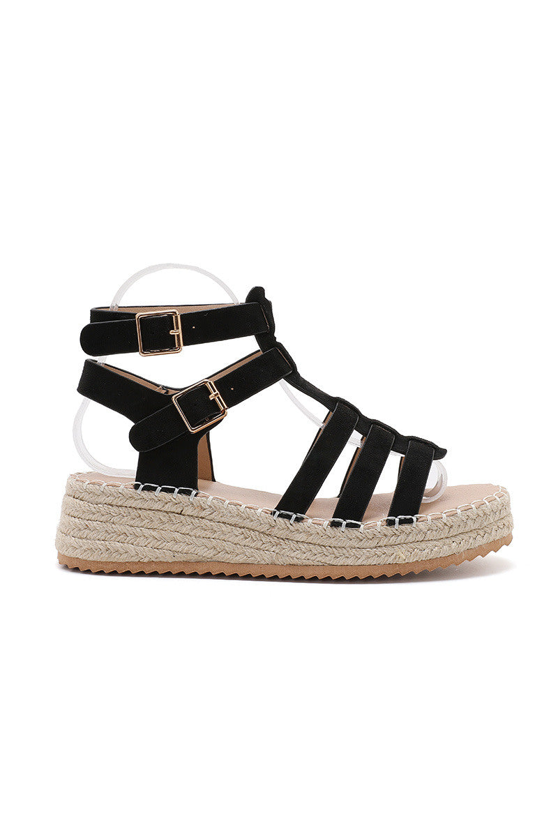 Aveline | Black Wedge Sandal