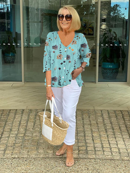 Quinty | Printed Button Tunic Top