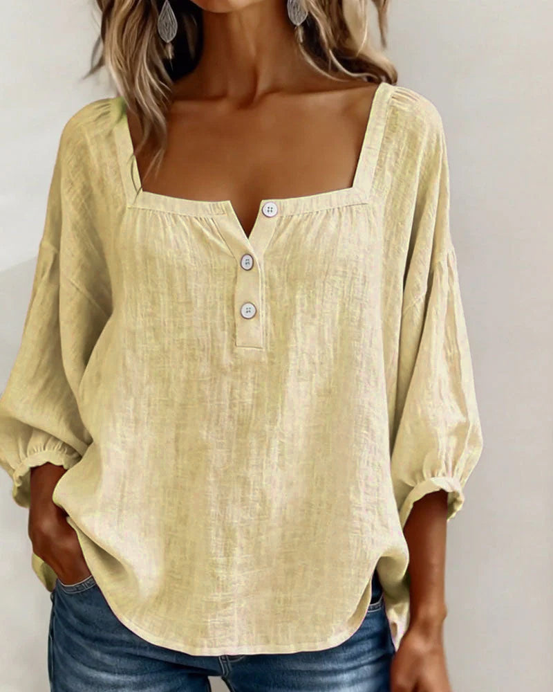 Diane | Square Neck Lantern Sleeve Shirt