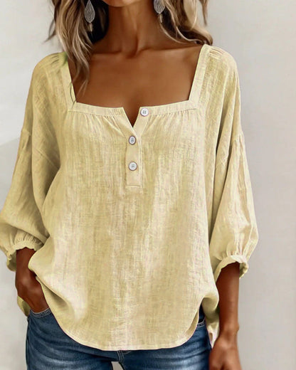 Diane | Square Neck Lantern Sleeve Shirt
