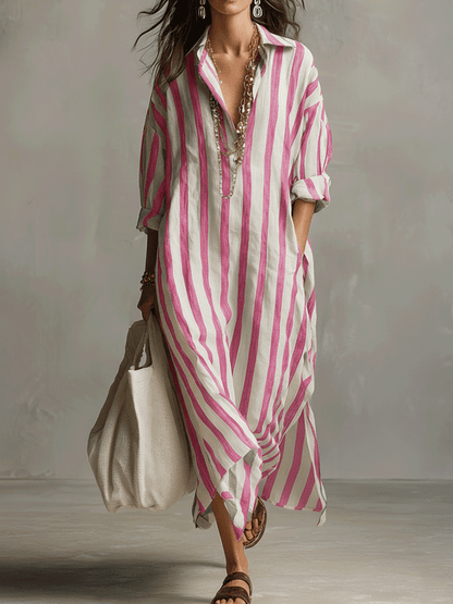 Sadie | Striped Shirt Maxi Dress