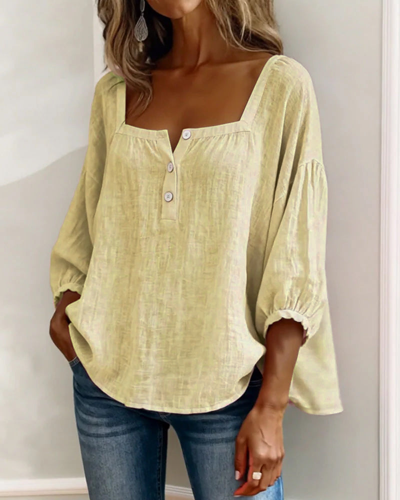 Diane | Square Neck Lantern Sleeve Shirt