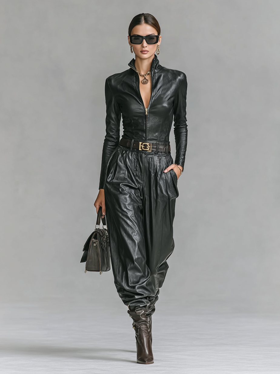Elsie | Leather Shirt Set