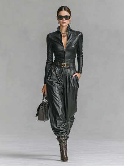 Elsie | Leather Shirt Set