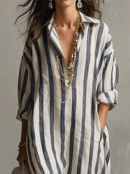 Sadie | Striped Shirt Maxi Dress