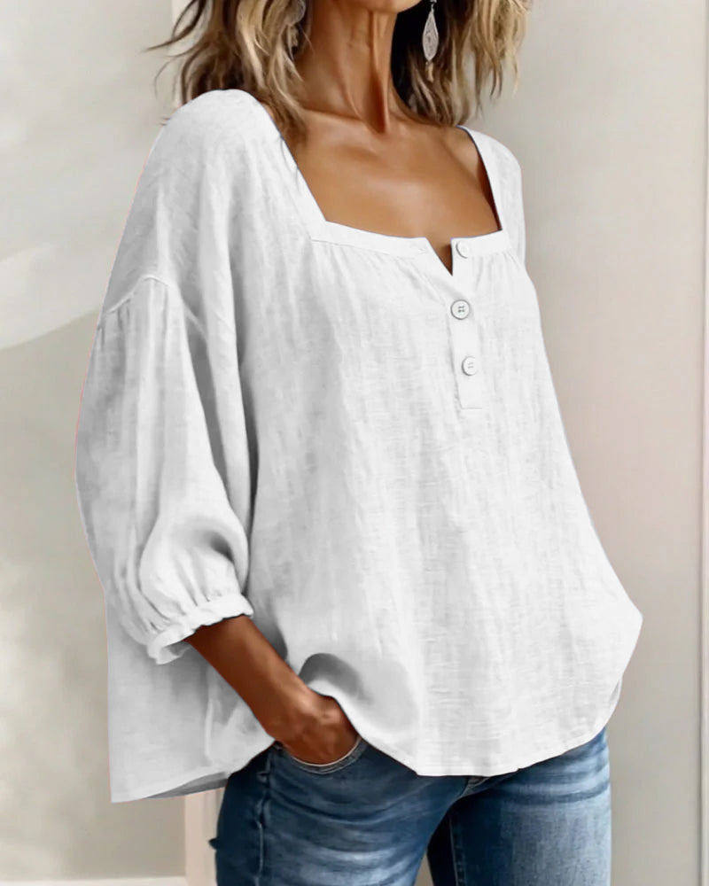 Diane | Square Neck Lantern Sleeve Shirt