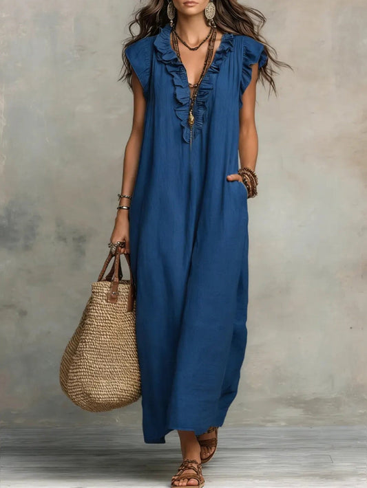 Cobaltine | Ruffle Sleeve Maxi Dress