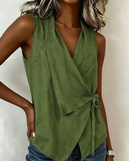 Brenda | Wide Strap Cross Top with Bow