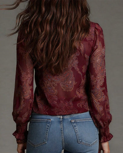 Demi | Zip Ruffled Retro Blouse