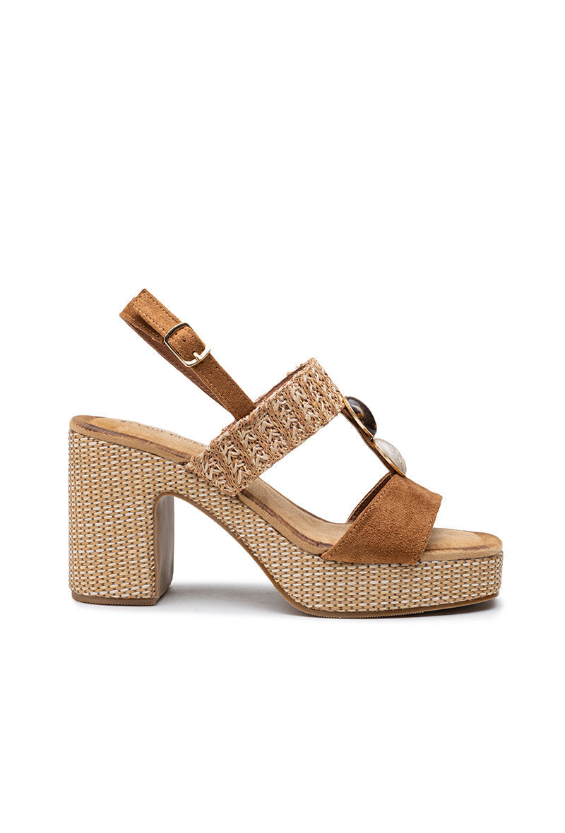 Cerys | Camel Wedge Sandal