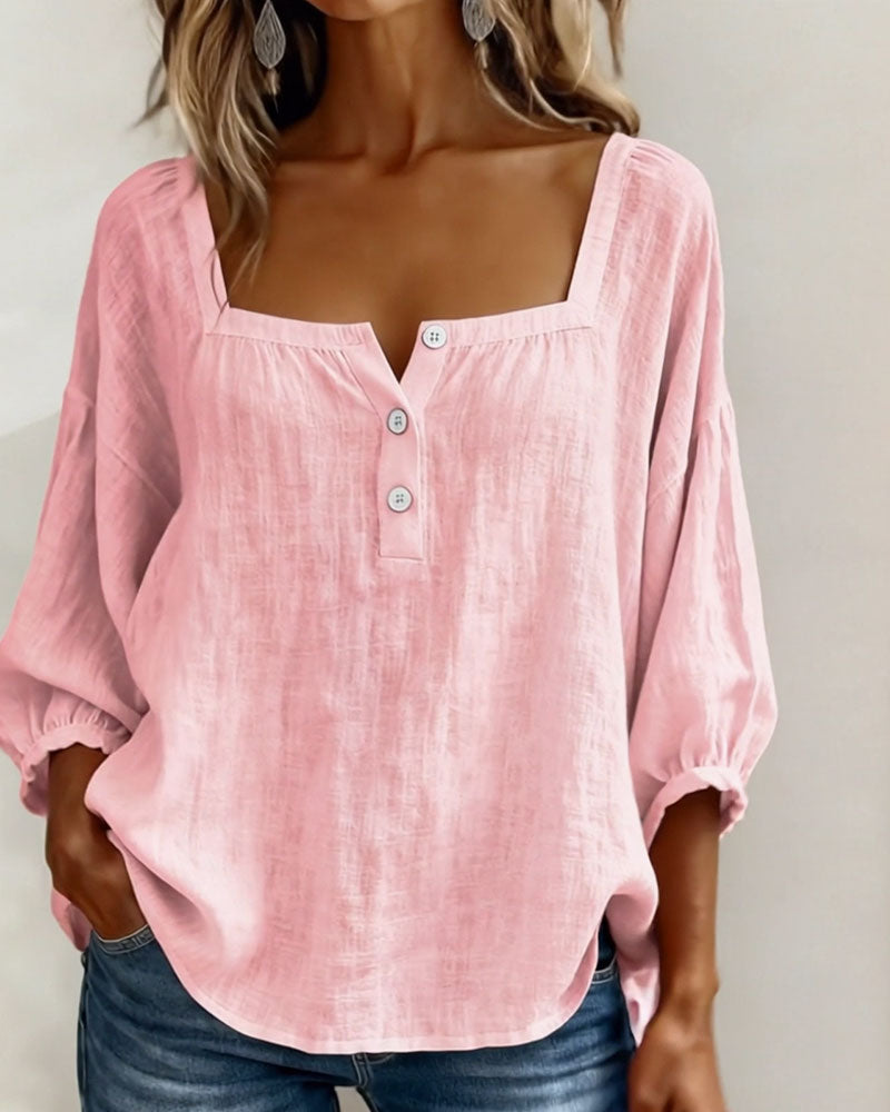 Diane | Square Neck Lantern Sleeve Shirt