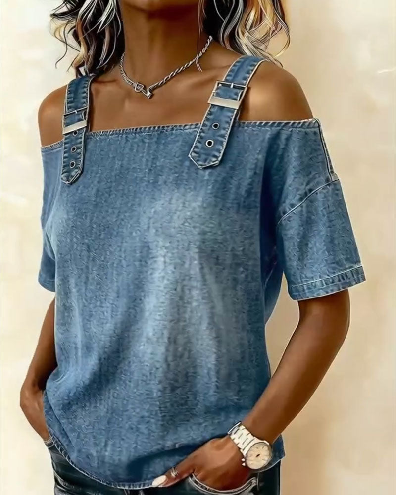 Patricia | Off-Shoulder Denim Shirt