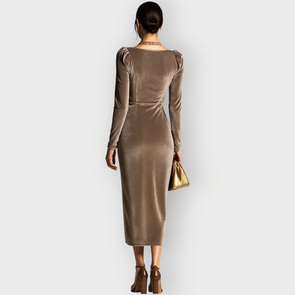 Tynara | Luxe Velvet Draped Evening Dress