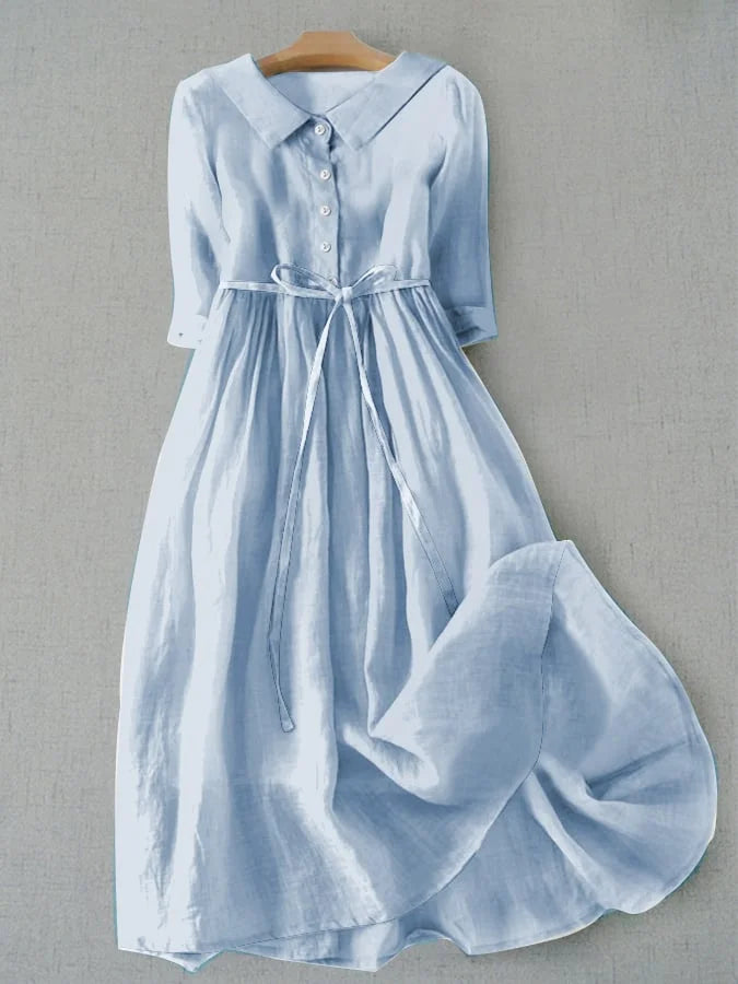 Lux | Elegant Half Sleeve Lace-Up Waist Dress