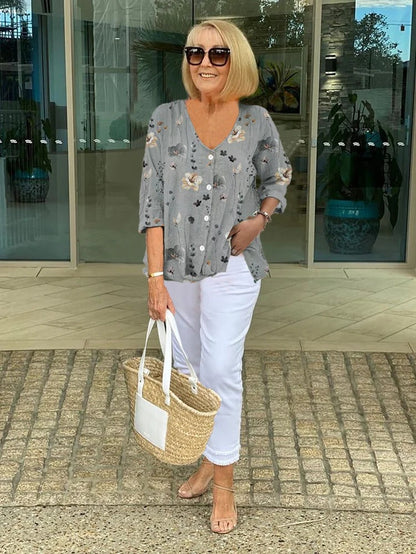Quinty | Printed Button Tunic Top