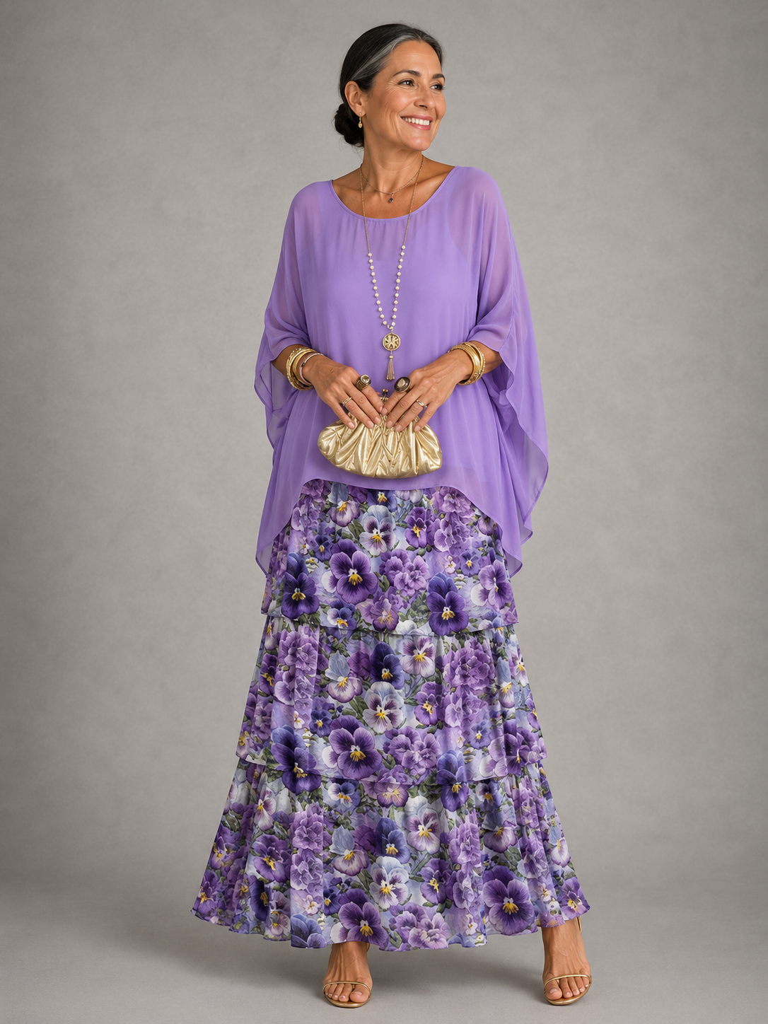 Purple with flowers / 4XL
