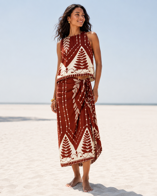 Marisha | Floral Co-Ord Set in Rust