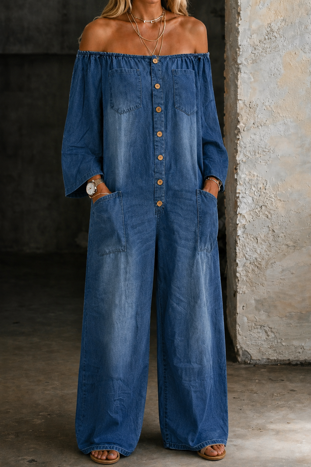 Elena | Off Shoulder Long Sleeve Jumpsuit