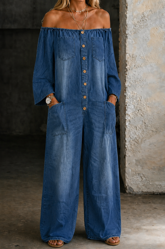 Elena | Off Shoulder Long Sleeve Jumpsuit