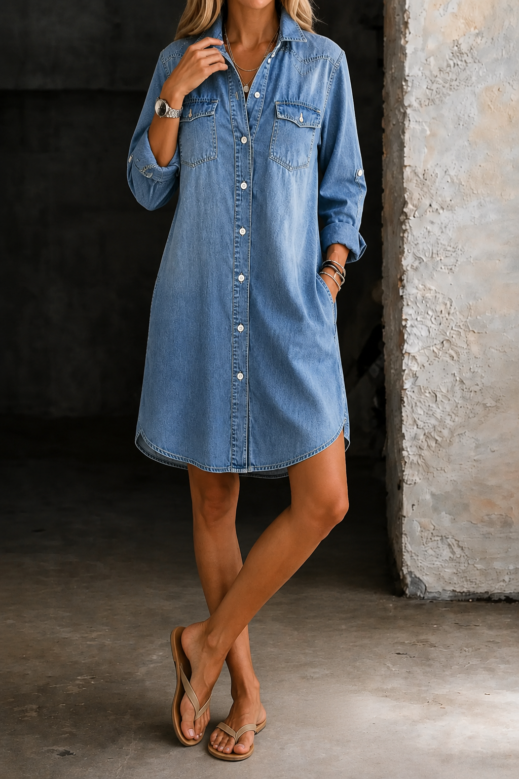 Donna | Casual Elegant Denim Shirt Dress