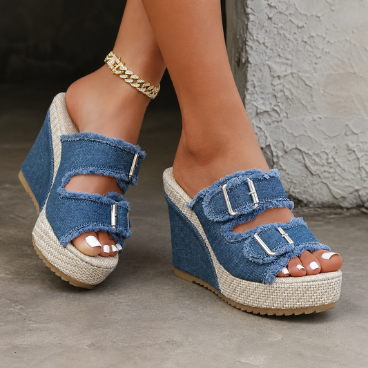 Atelier | Fray Edge Wedge Sandals