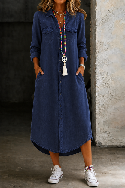 Helen | Casual Elegant Long Denim Shirt Dress