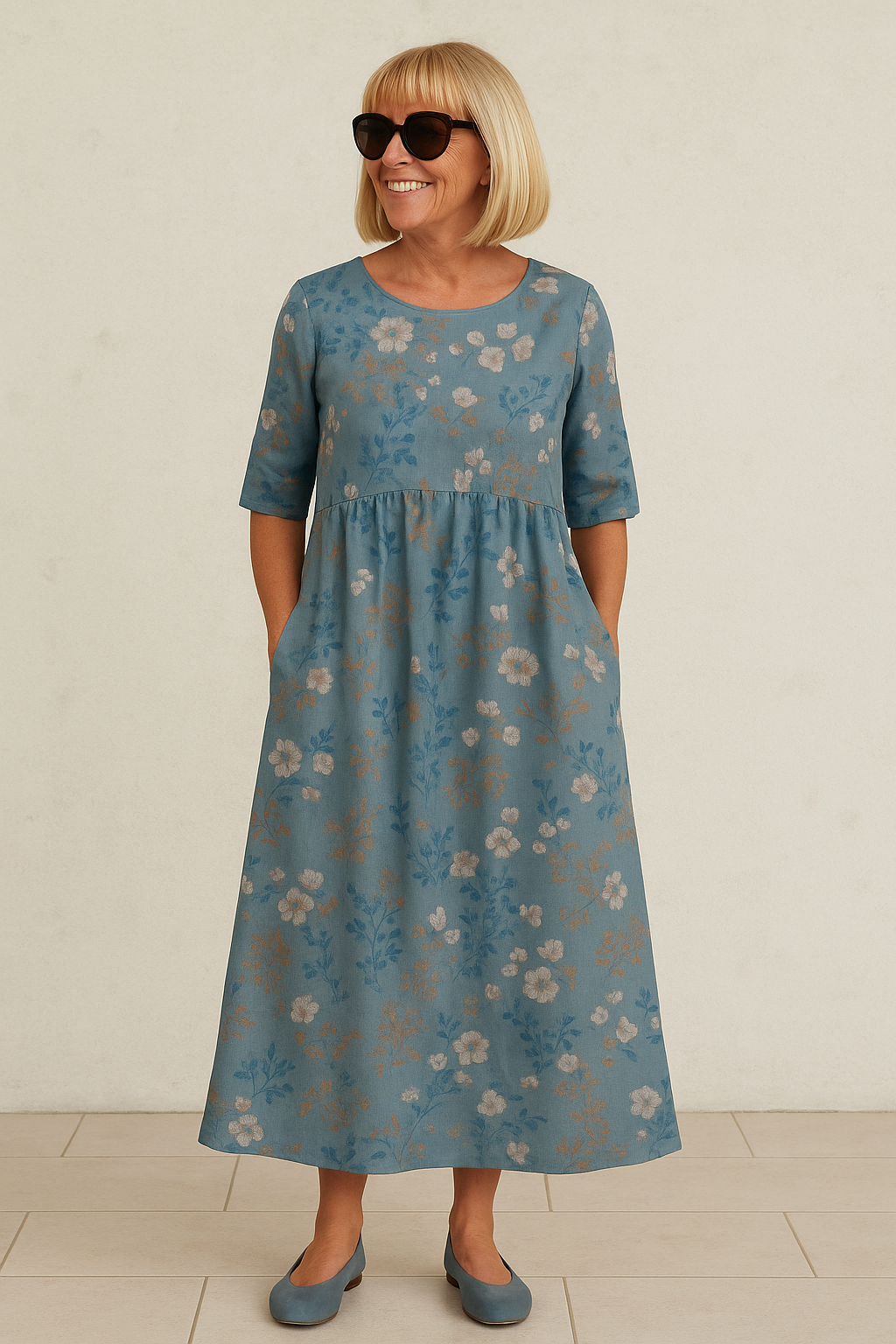Eliza | Relaxed Midi Dress - Effortless Elegance, Everyday Comfort Light Blue