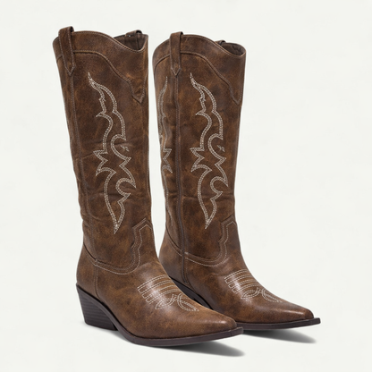 Mella | Western Calf High Pointed Toe Boots for Women