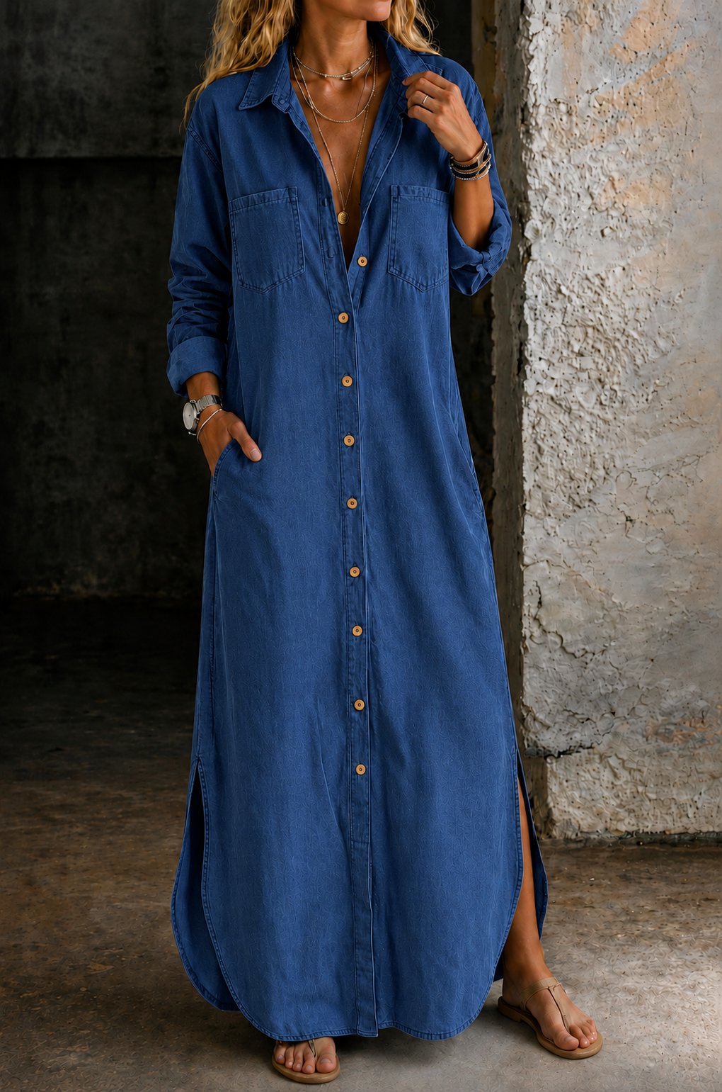 Delana | Button Down Denim Dress
