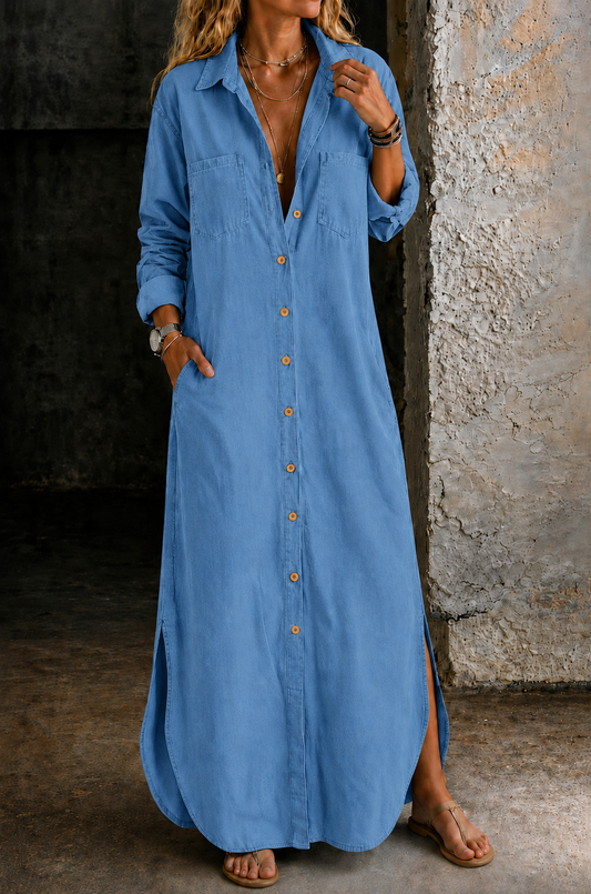 Delana | Button Down Denim Dress
