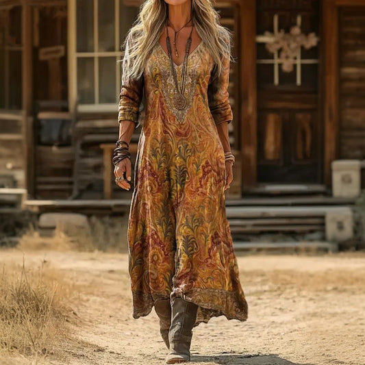 Ivorie | Long Sleeve Printed Casual Dress