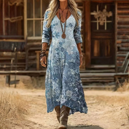 Honeysett | Blue Long Sleeve Casual Dress