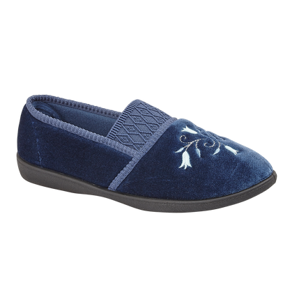 Sasha | Wide Fit Embroidered Slippers
