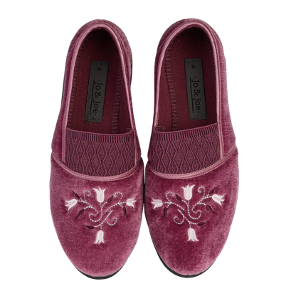 Sasha | Wide Fit Embroidered Slippers