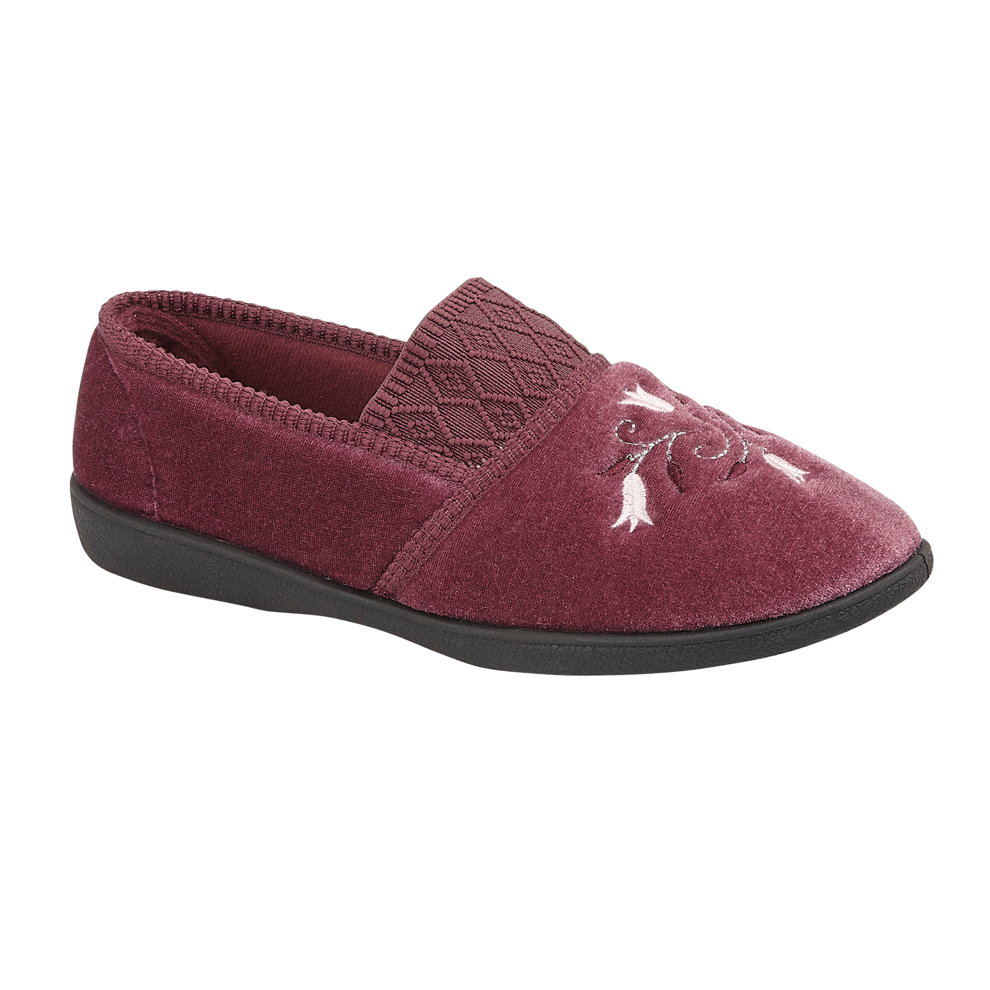 Sasha | Wide Fit Embroidered Slippers