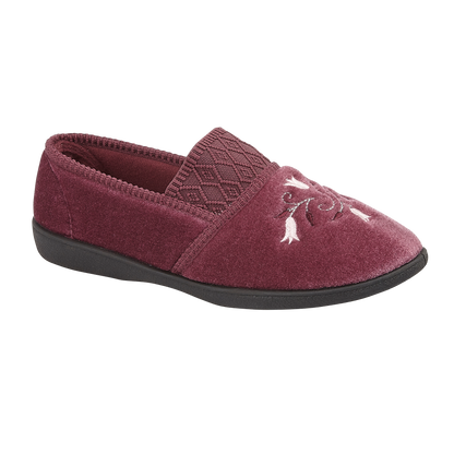 Sasha | Wide Fit Embroidered Slippers