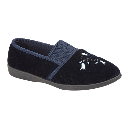 Sasha | Wide Fit Embroidered Slippers
