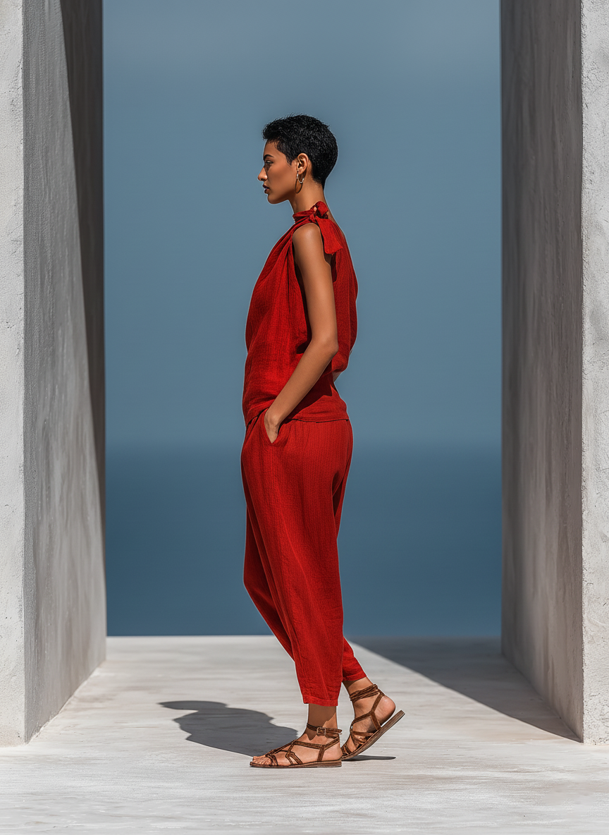 Iris | Red Linen Set