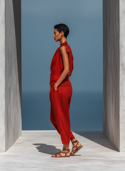 Iris | Red Linen Set