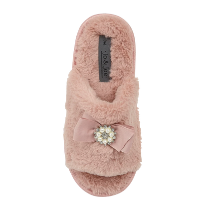 Coral | Faux Fur Open Toe Sliders