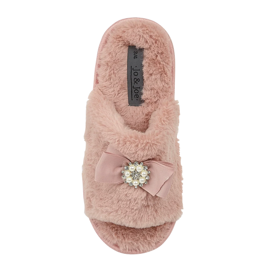 Coral | Faux Fur Open Toe Sliders