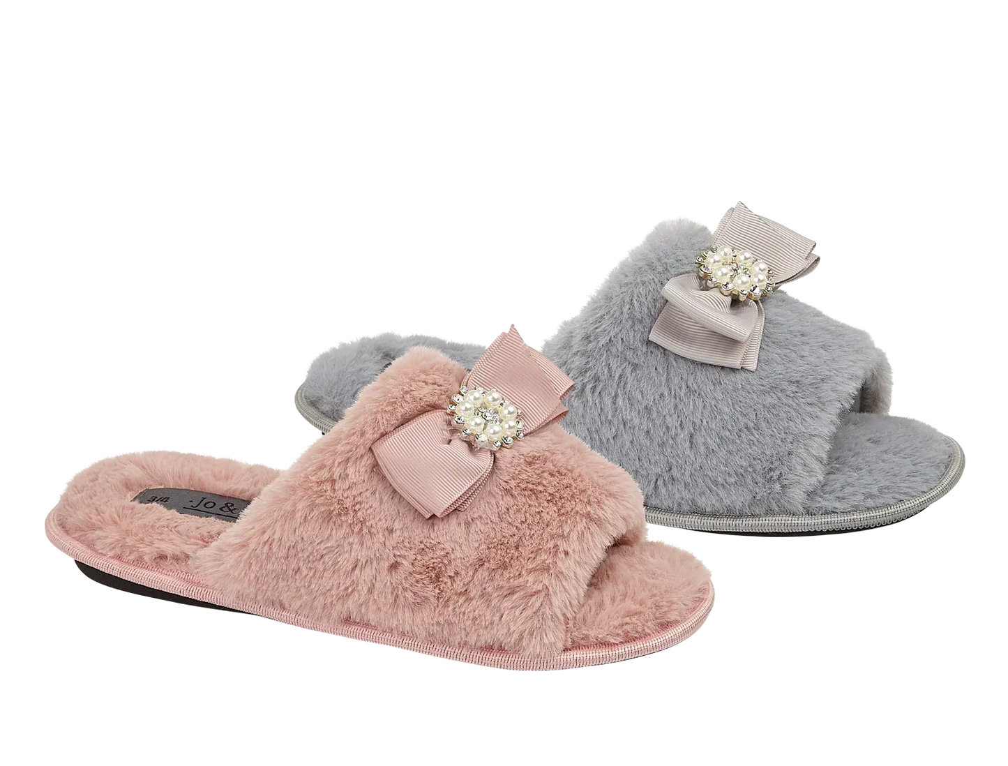 Coral | Faux Fur Open Toe Sliders