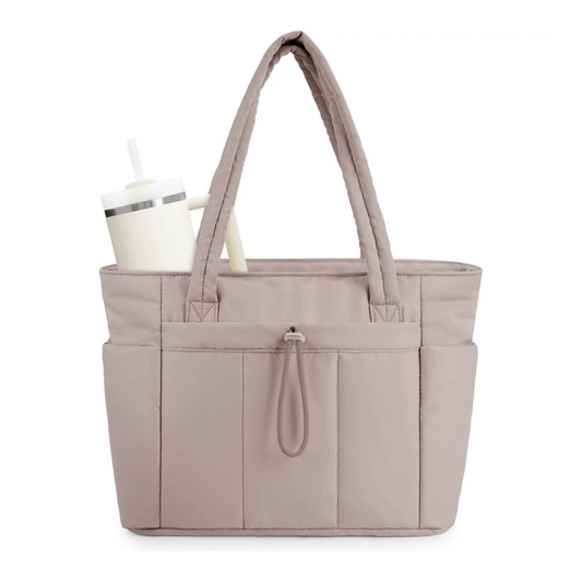Delvenne | Khaki Quilted Tote Bag