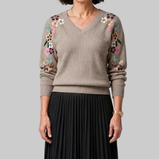 Amabel | Elegant Floral Knit Jumper