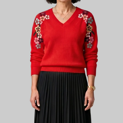 Amabel | Elegant Floral Knit Jumper